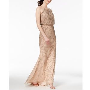 Adrianna Papell Wavy Art Deco Beaded Blouson Gown